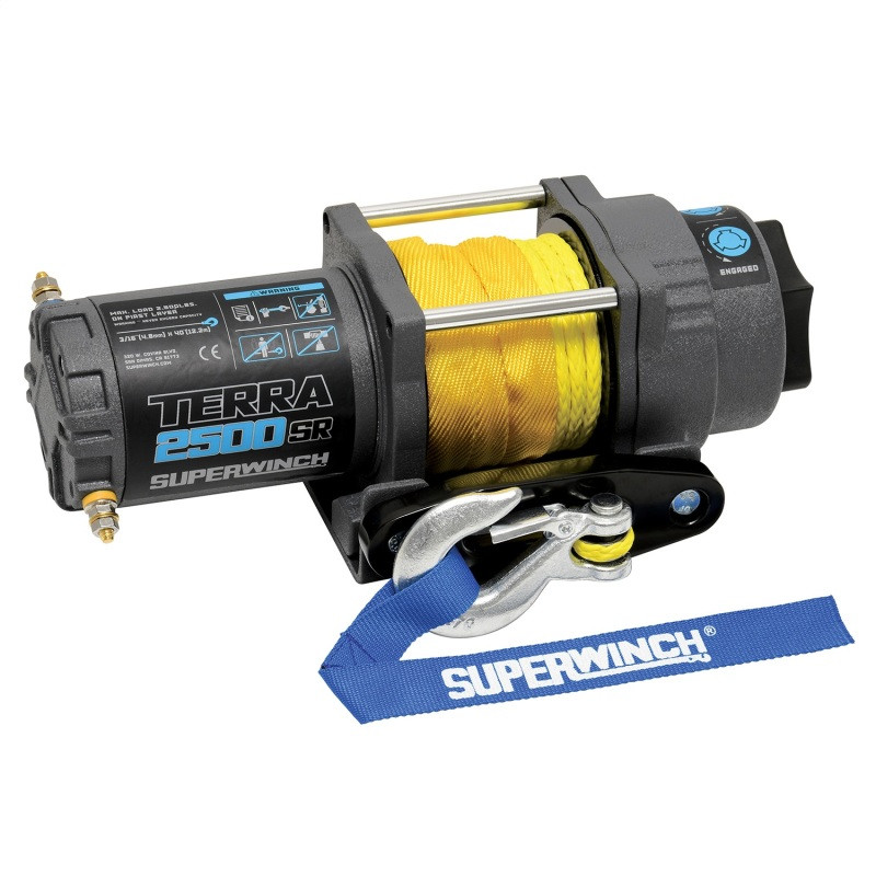 Superwinch 2500 LBS 12V DC 3/16in x 40ft Synthetic Rope Terra 2500SR Winch