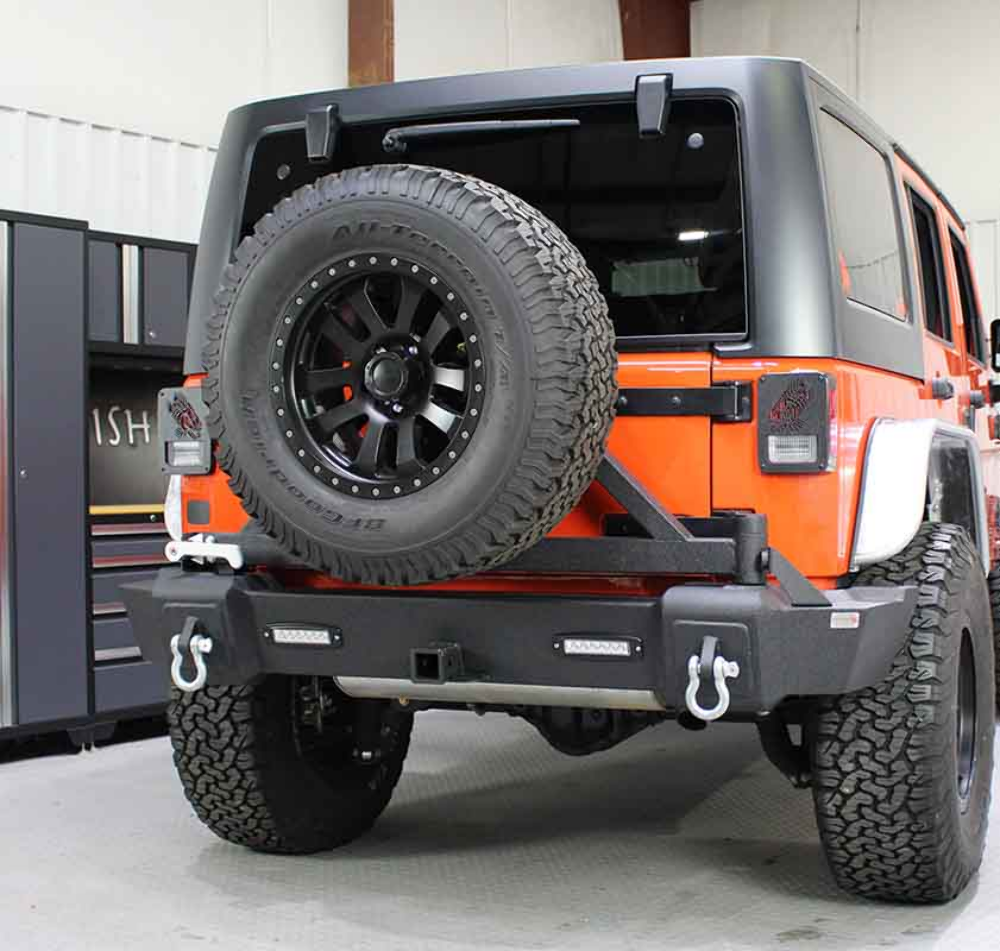 Fishbone Offroad Rear Bumper w Tire Carrier for 07-18 Jeep Wrangler JK