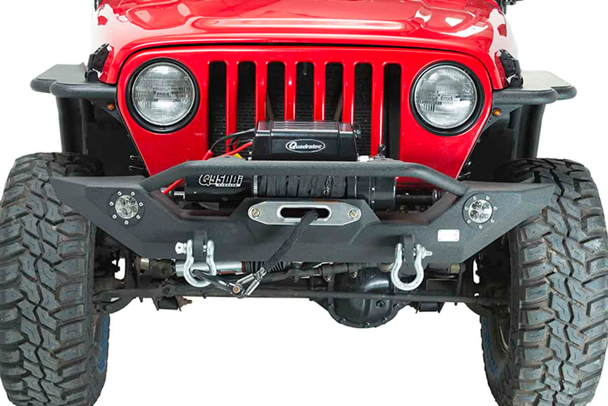 Fishbone Offroad Steel Front Bumper w/LEDs for 87-06 Jeep TJ/YJ Wrangler TJ/YJ