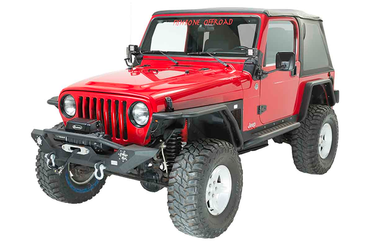 Fishbone Offroad Steel Front Bumper w/LEDs for 87-06 Jeep TJ/YJ Wrangler TJ/YJ