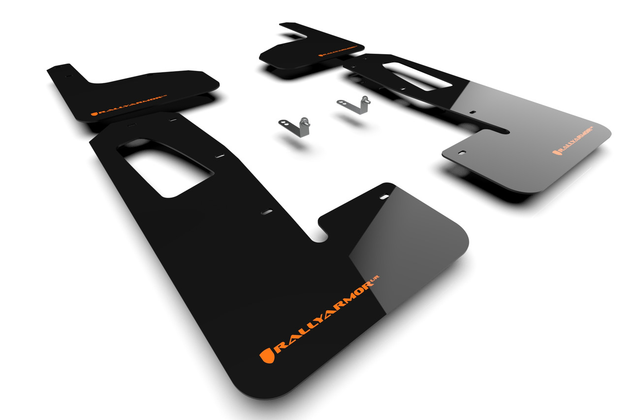 Rally Armor Black UR Mud Flap w/ Tangerine Scream Logo for 2022 Rivian R1T