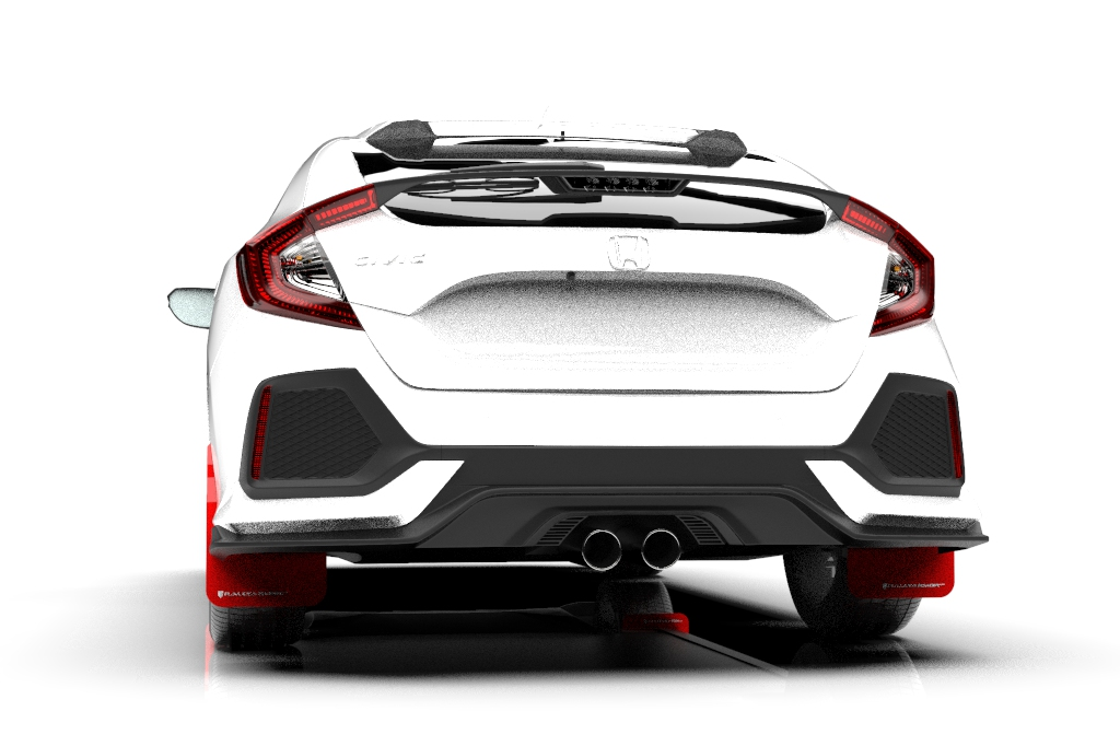 Rally Armor Red Mud Flap White Logo for 17-20 Civic LX / EX / EX-L Hatchback