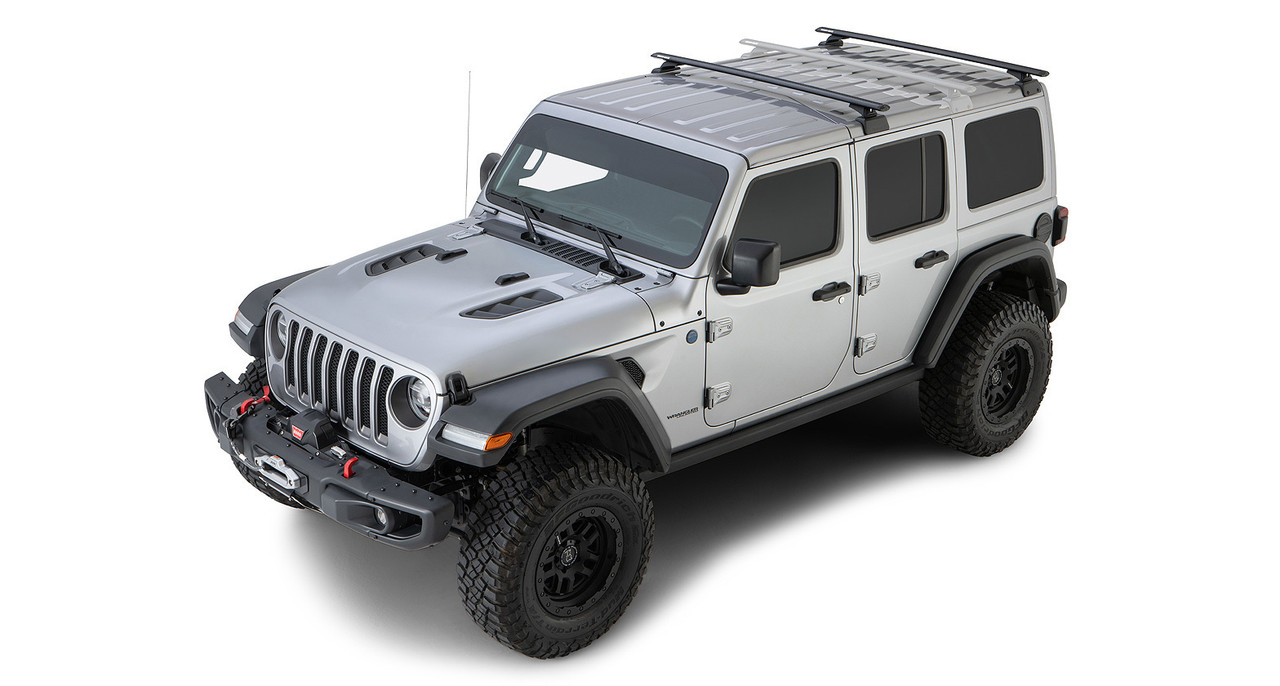 Rhino-Rack Vortex RCL 2 Bar Backbone Roof Rack - Black for 18-21 Wrangler 4dr