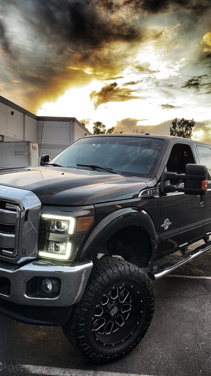 AlphaRex LUXX LED Projector Headlights Black for 11-16 Ford F-350 SD