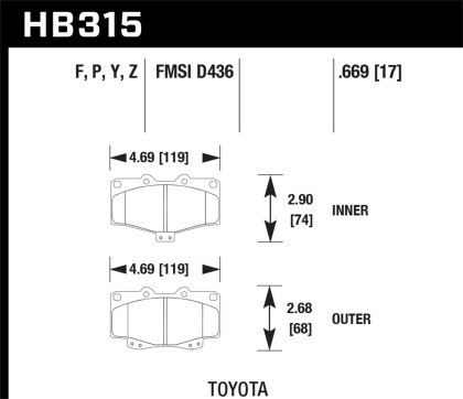 HAWK Super Duty Brake Pad Sets for 96-00 Toyota 4Runner