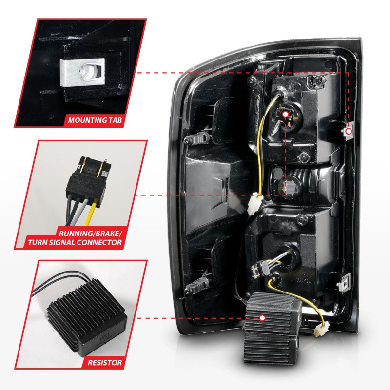 ANZO LED Taillight Black Housing/Smoke Lens for 15-19 Silverado 2500