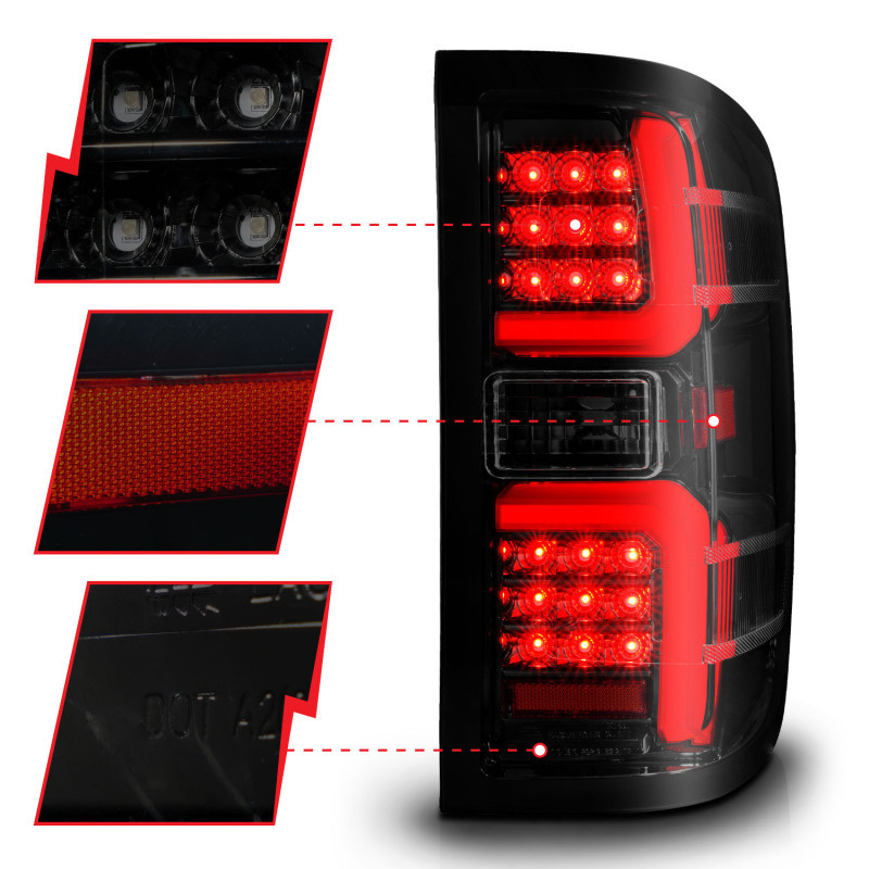 ANZO LED Taillight Black Housing/Smoke Lens for 15-19 Silverado 2500