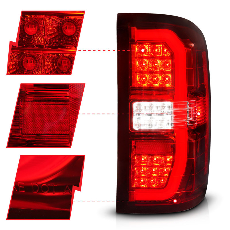 ANZO LED Taillights Red/Clear for 14-18 GMC Sierra 1500