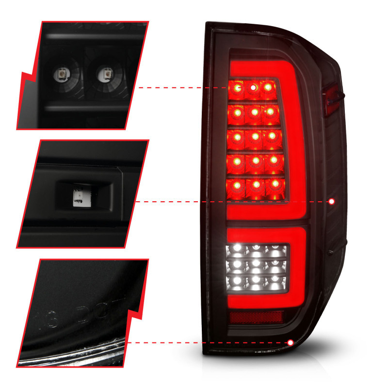 ANZO LED Taillights Black Housing/Smoke Lens for 2014-2021 Toyota Tundra