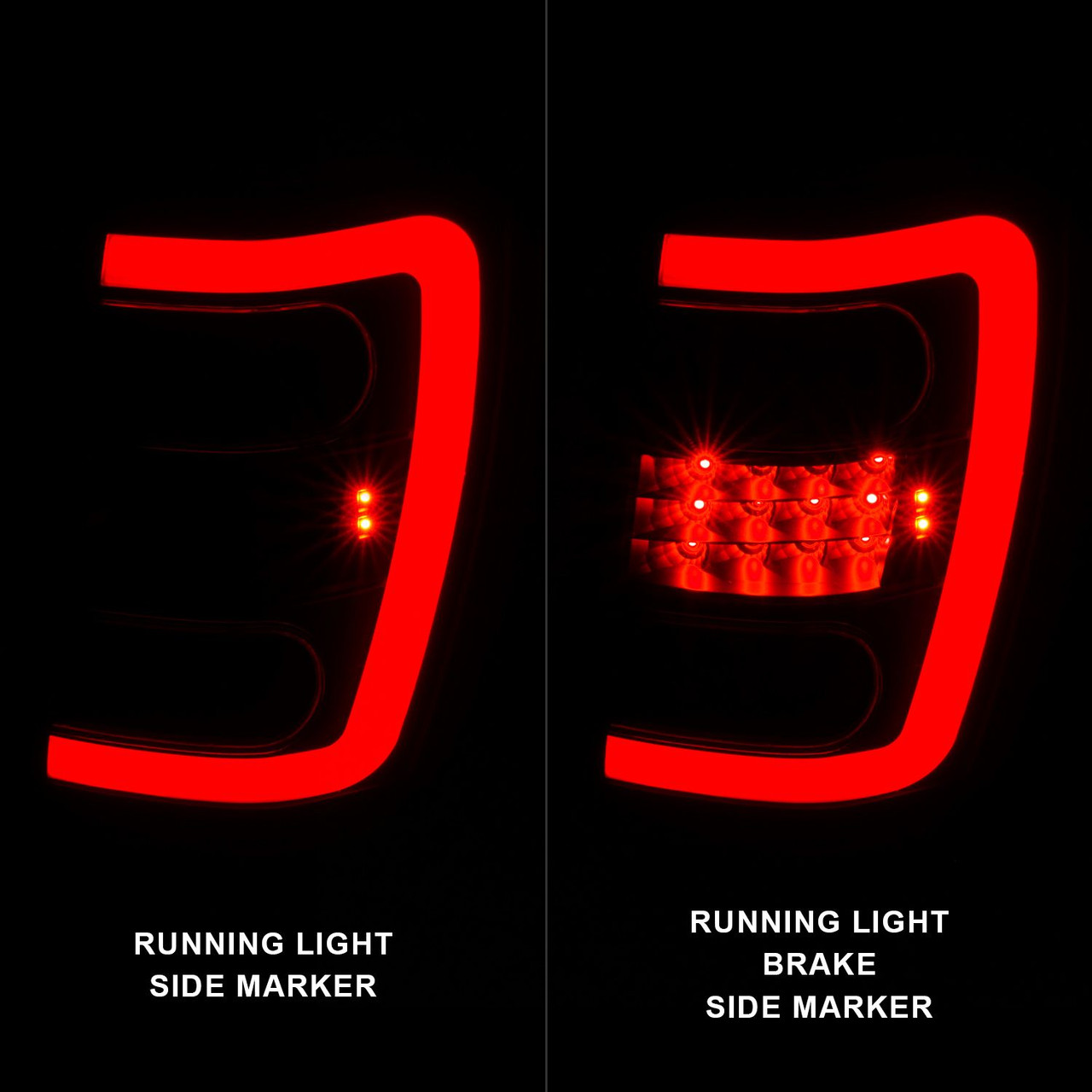 ANZO LED Tail Lights w/ Light Bar Black Clear / Lens for 99-04 Grand Cherokee