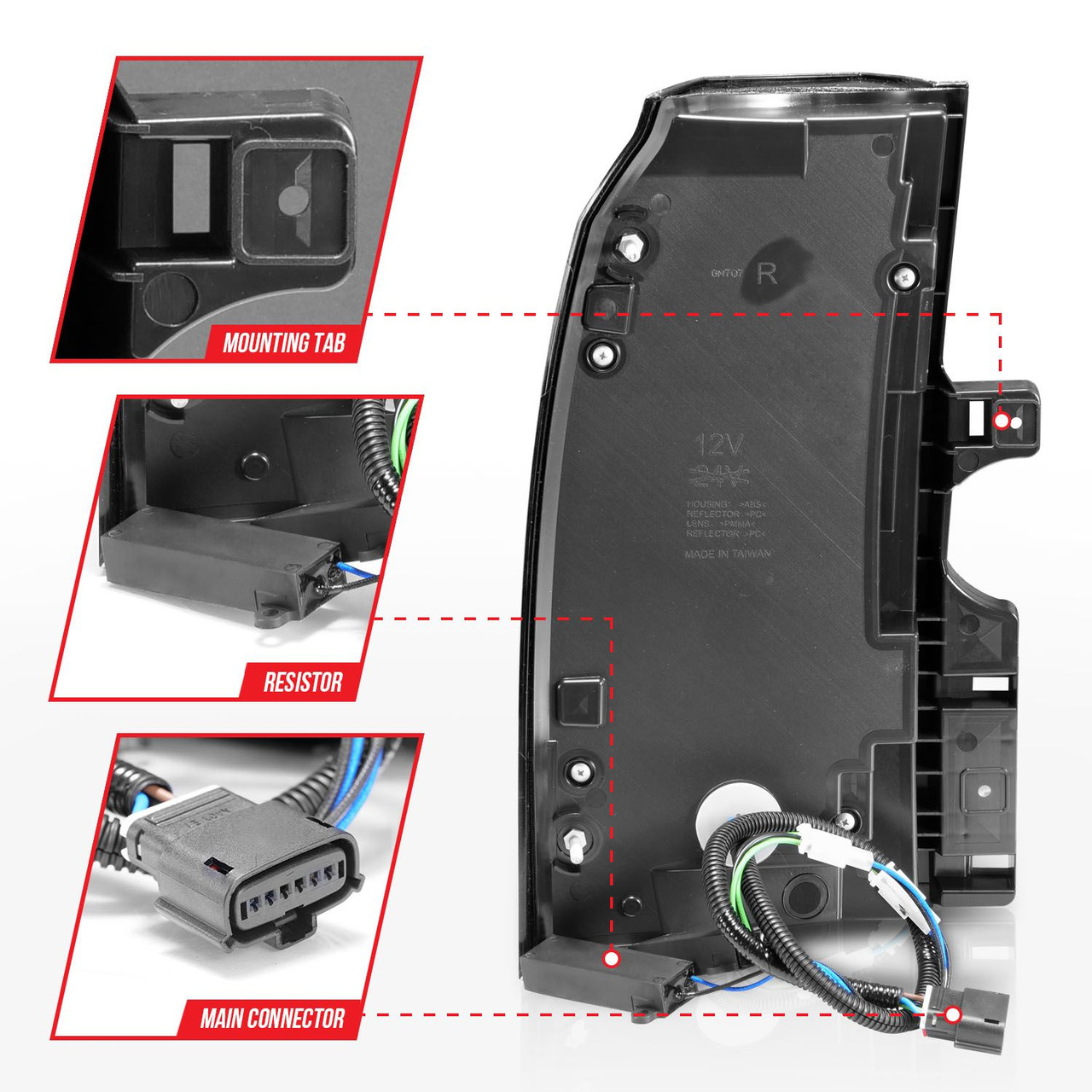 ANZO LED Tail Lights w/ Light Bar Black / Somke Lens for 2015-2020 Chevy Tahoe