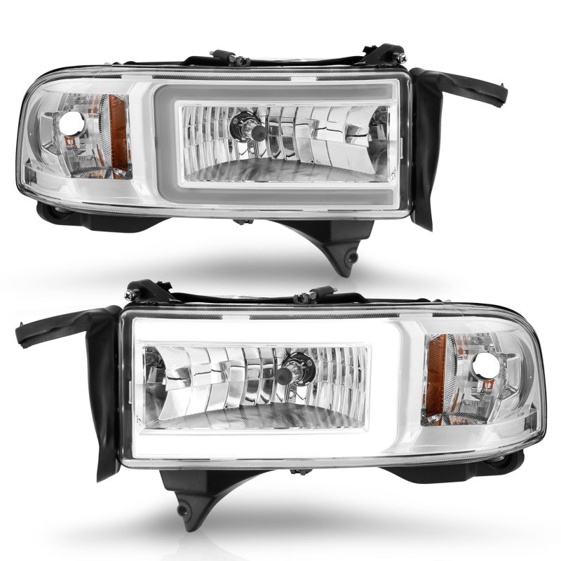 ANZO Crystal Headlight - w/ Light Bar Chrome for 94-02 Dodge RAM 1500