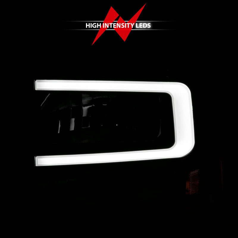 ANZO Crystal Headlights - w/ Light Bar Black for 99-04 Ford F250/F350/F450