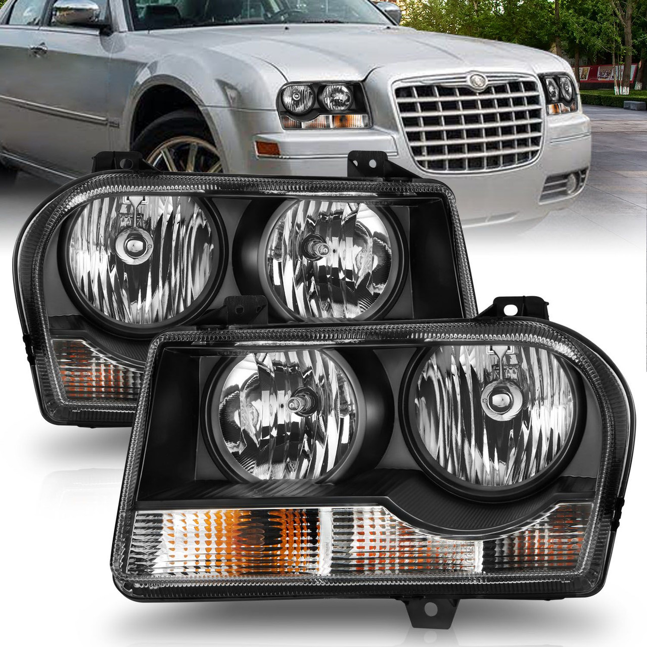 ANZO Crystal Headlight Black for 2005-2010 Chrysler 300