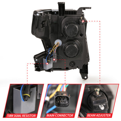 ANZO LED Light Bar Style Headlights Chrome w/Amber for 15-20 Tahoe/Suburban