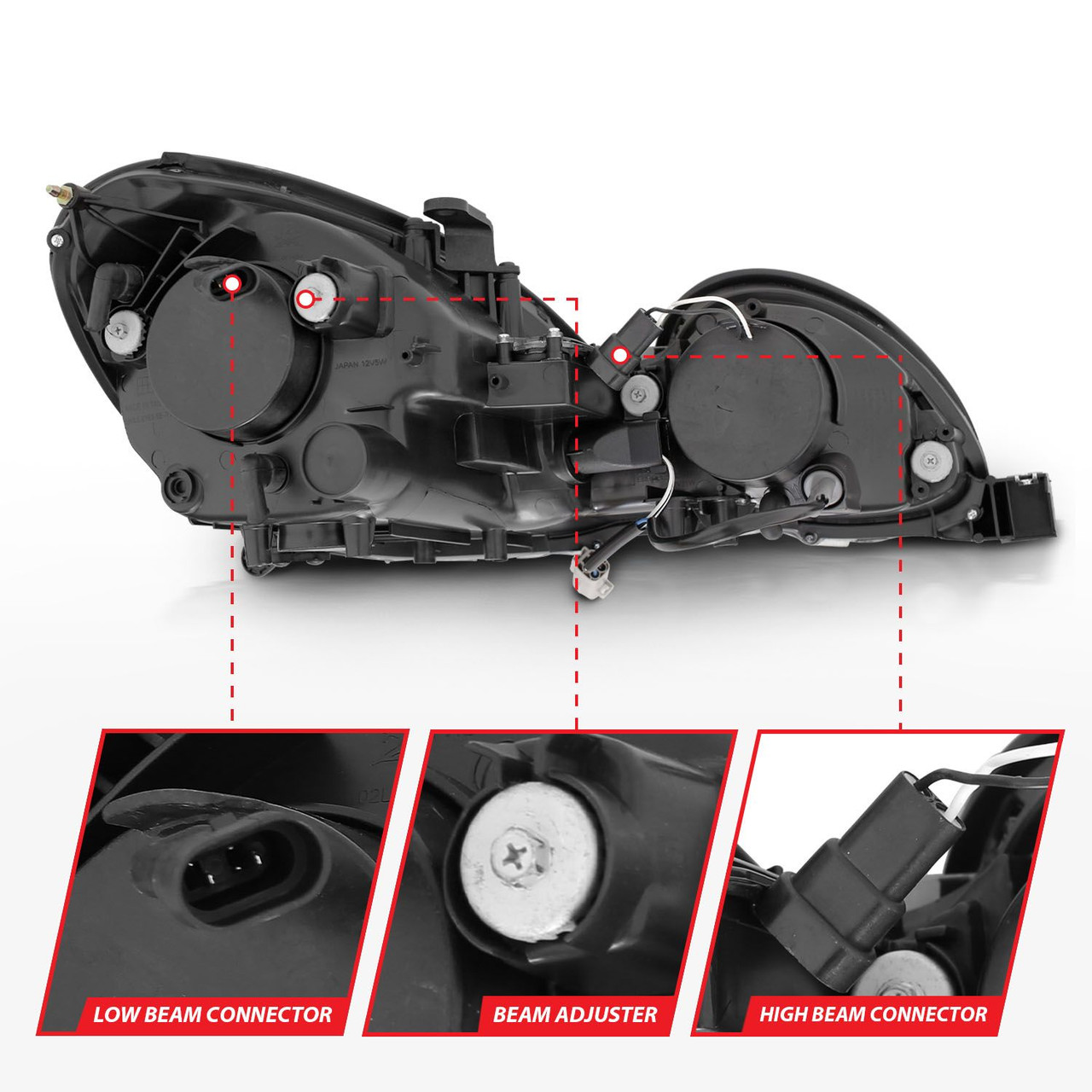 ANZO Projector Headlights w/ Halo Black for 1998-2005 Lexus Gs300