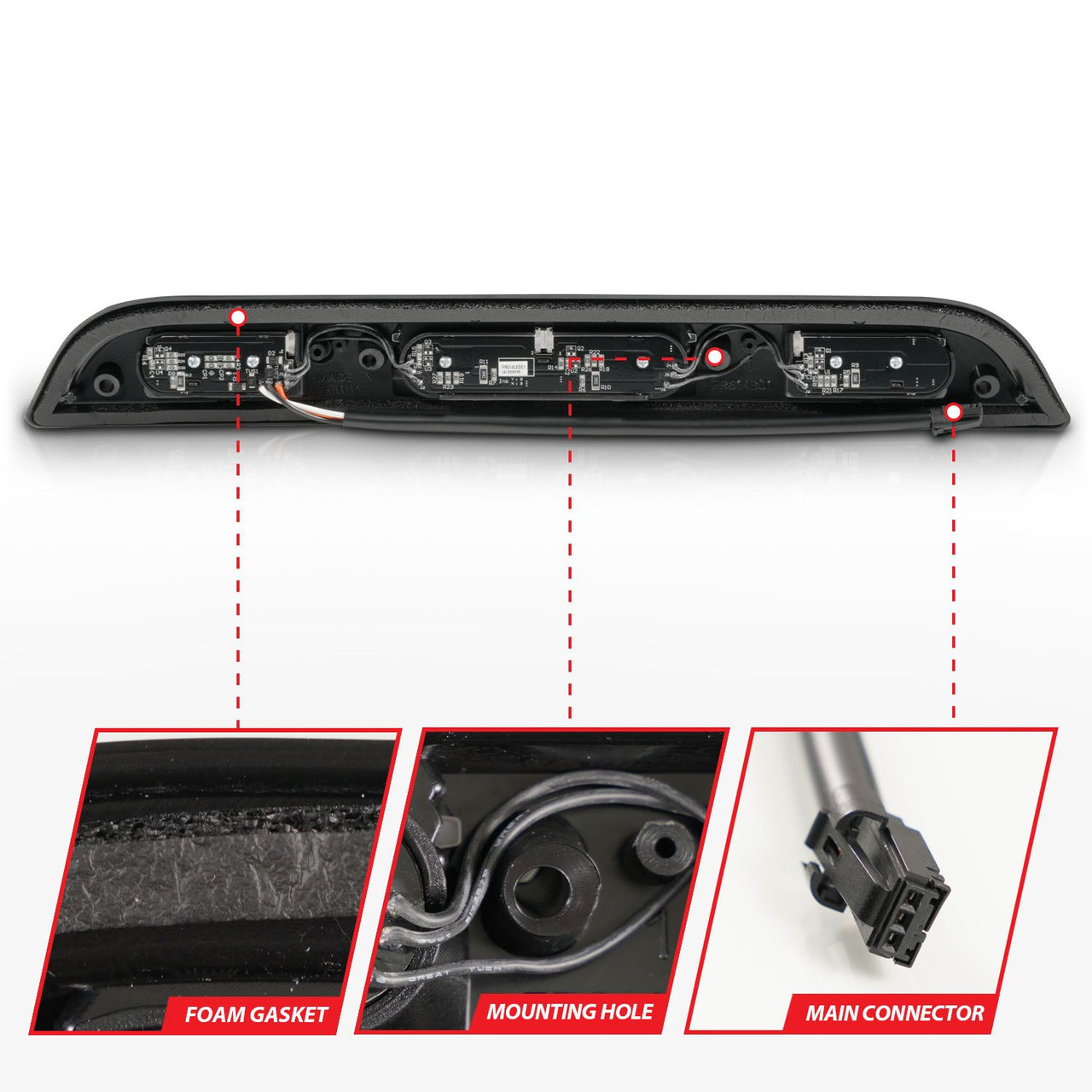 ANZO LED Third Brake Light - Black Housing/Clear Lens for 15-20 Ford F-250