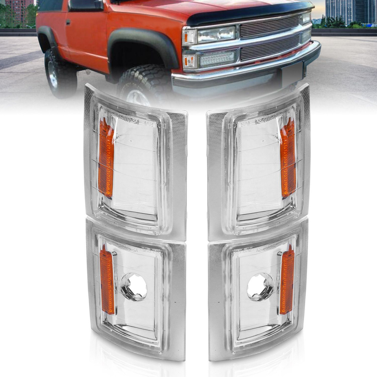 ANZO Corner Lights Clear Lens w/ Amber Reflector for 1994-1998 Chevrolet Blazer