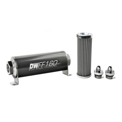 DeatschWerks Stainless Steel 6AN 100 Micron Fuel Filter Housing Kit (160mm)