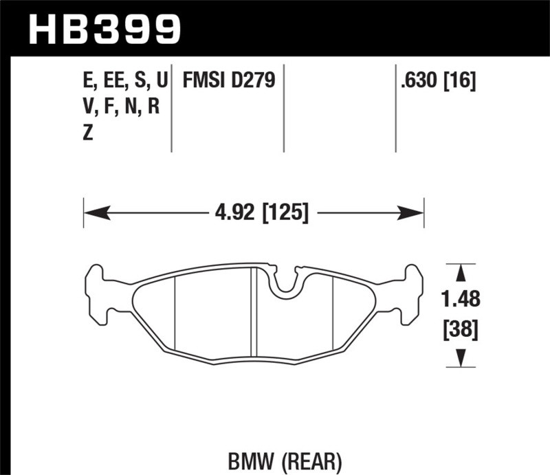 Hawk HP+ Rear Brake Pads for 87-91 BMW 325I - HB399N.630