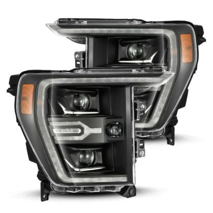 AlphaRex Luxx Projector Headlights Black w/Seq Signal for 21-22 Ford F150