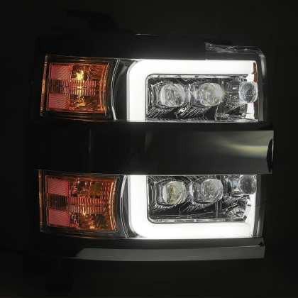 AlphaRex NOVA LED Headlights Chrome w/Seq Signal/DRL for 15-18 Silverado 2500HD
