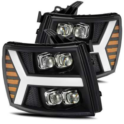 AlphaRex NOVA LED Headlights Matte Black w/Seq Signal for 07-13 Silverado 1500HD