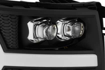 AlphaRex NOVA LED Headlights Matte Black w/Seq Signal for 07-13 Silverado 1500HD