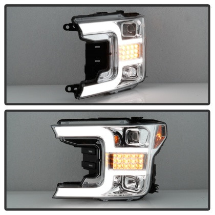 Spyder Signature Proj. Headlights - Chrome for 18-19 Ford F150 (Halogen Model)