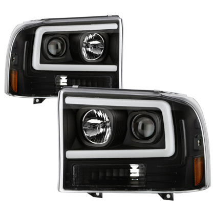 Spyder 1 Piece LED Headlights - Black for 99-04 Ford F-250 / 00-04 Excursion