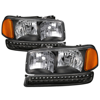 Spyder xTune Headlights & LED Bumper Lights for 99-06 GMC Sierra / Yukon 00-06