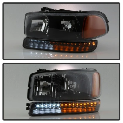Spyder xTune Headlights & LED Bumper Lights for 99-06 GMC Sierra / Yukon 00-06
