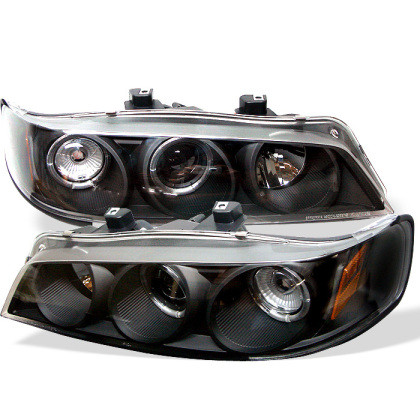 Spyder 1PC Projector Headlights LED Halo Amber Reflctr Blk for 94-97 Accord