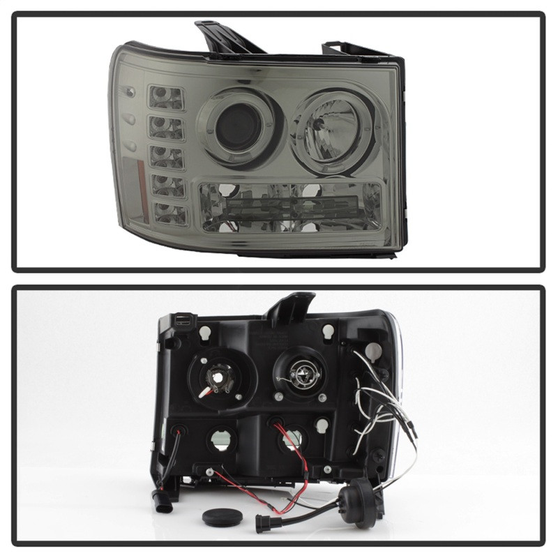 Spyder Projector Headlights LED Halo- LED Smoke for 07-13 Sierra 1500/2500/3500