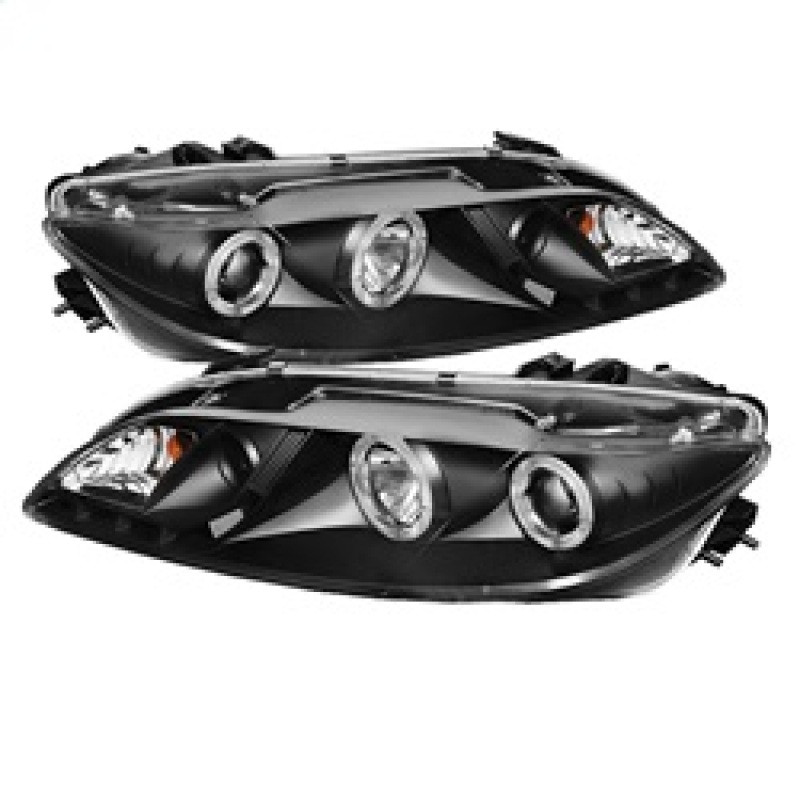 Spyder Projector Headlights LED Halo DRL Blk for 03-05 Mazda 6 w/ Fog Lights