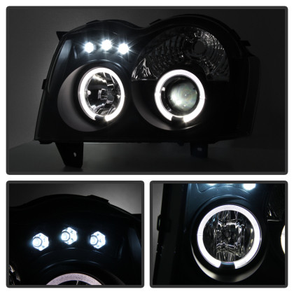 Spyder Projector Headlights LED Halo LED Blk Smke for 05-07 Grand Cherokee