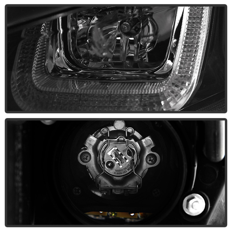 Spyder Projector Headlights DRL LED Red Stripe Blk for 14-16 Volkswagen Golf VII