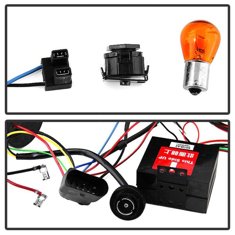 Spyder Projector Headlights DRL LED Red Stripe Blk for 14-16 Volkswagen Golf VII