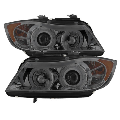 Spyder Projector LED Headlights Halo Amber Reflctr Smoke for 06-08 BMW E90