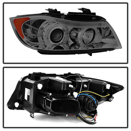 Spyder Projector LED Headlights Halo Amber Reflctr Smoke for 06-08 BMW E90
