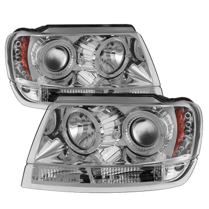 Spyder Projector Headlights LED Halo Chrome for 99-04 Jeep Grand Cherokee