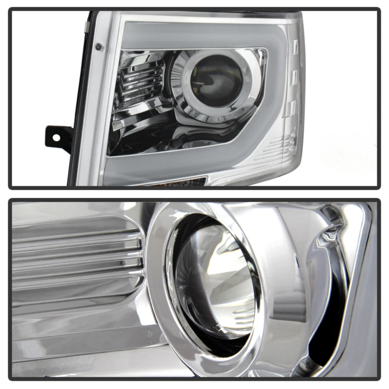 Spyder Projector Headlights Light Bar DRL Chrome for 09-14 Ford F150 w/ Halogen