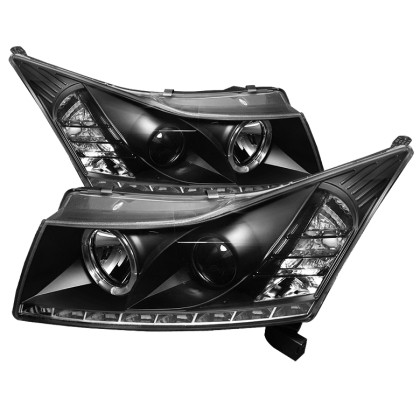 Spyder Projector Headlights LED Halo -DRL Black for 11-14 Chevy Cruze