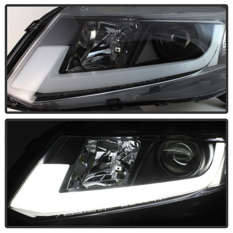 Spyder Projector Headlights - Light Bar DRL Black for 12-14 Honda Civic