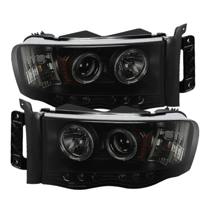 Spyder Projector Headlights LED Halo Black Smoke for 02-05 Dodge Ram 1500