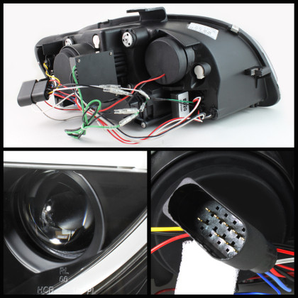 Spyder Projector Headlights Light Tube DRL Black for Audi A4 06-08 w/ Halogen