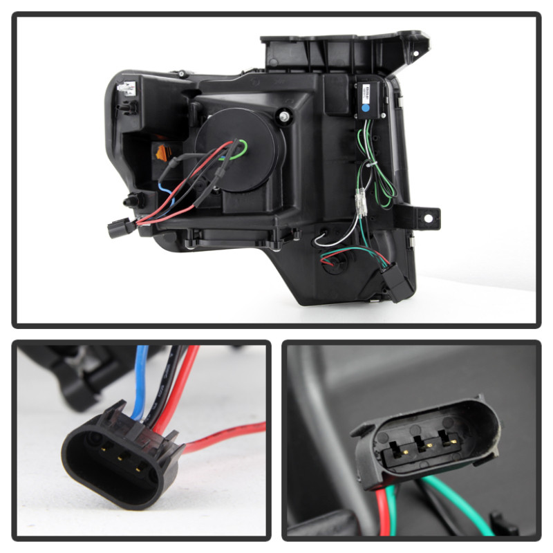 Spyder Projector Headlights Light Bar DRL Black for 09-14 Ford F150 w/ Halogen