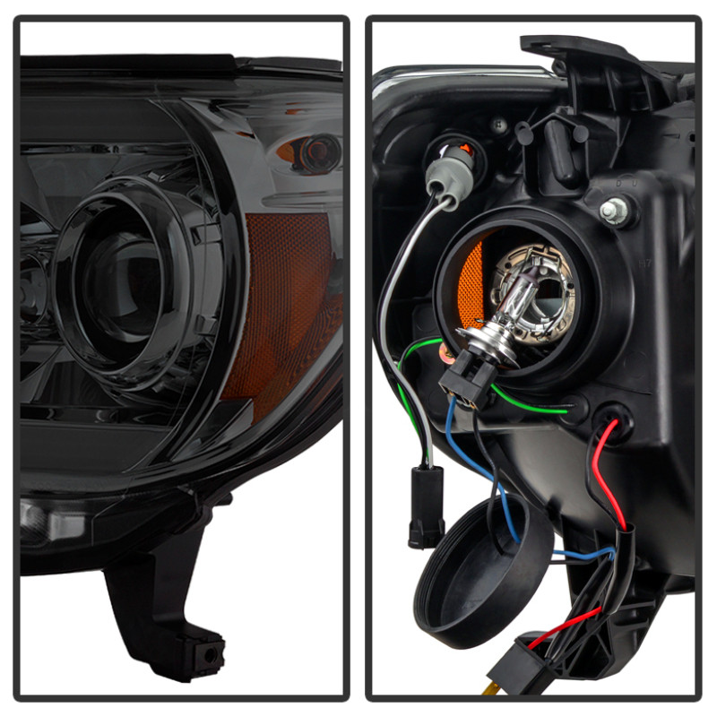 Spyder Projector Headlights Light Bar DRL Smoke for 12-16 Toyota Tacoma