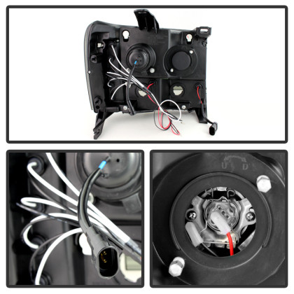 Spyder Projector Headlights LED Halo Black Smoke for 07-13 Sierra 1500/2500