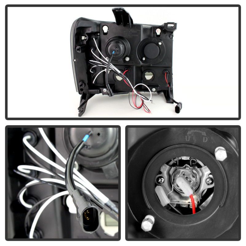 Spyder Projector Headlights LED Halo Black Smoke for 07-13 Sierra 1500/2500